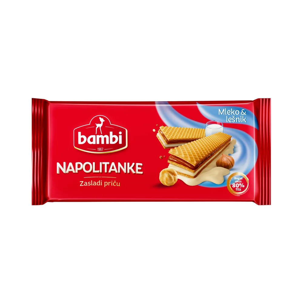 Napolitanke mleko i lešnik 185g bambi