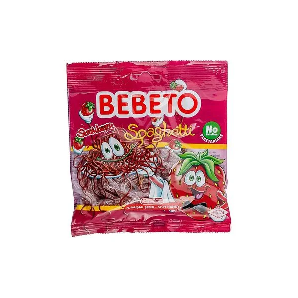 Gumene bombone spaghetti strawberry 80g bebeto