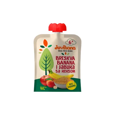 Voćna kašica breskva, banana i jabuka sa keksom 100g