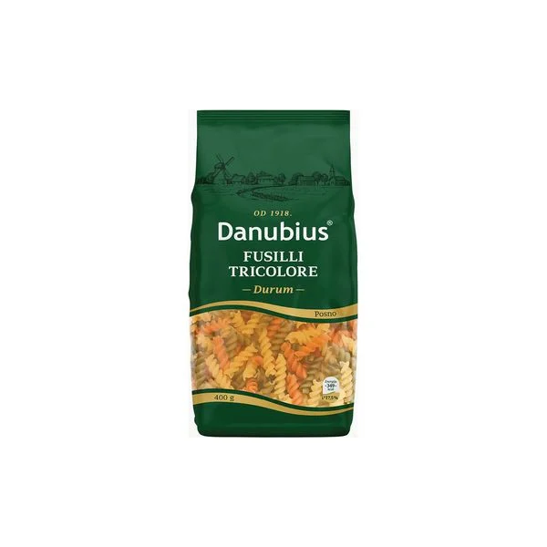 Makarone fusilli tricolore durum 400g danubius