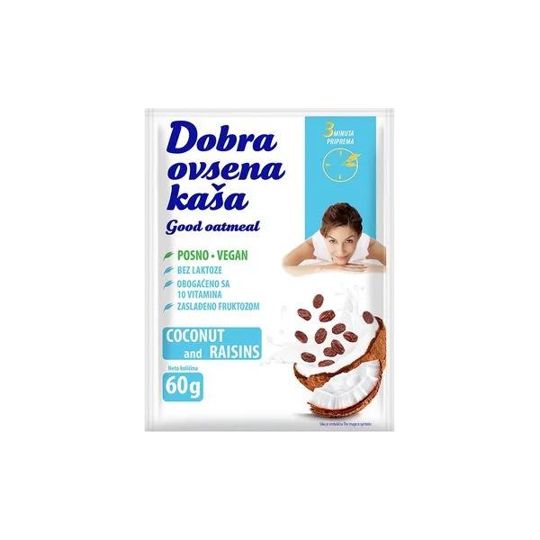 Ovsena kasa dobra kokos i grozdje 60gr