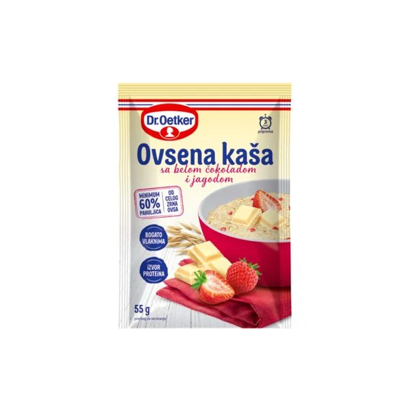 Ovsena kaša bela čokolada i jagoda 55g dr.Oetker