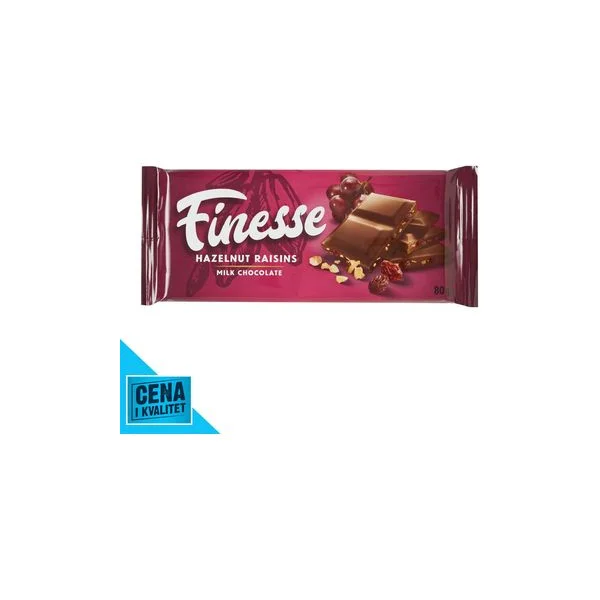 Čokolada lešnik i grožđe 80g finess