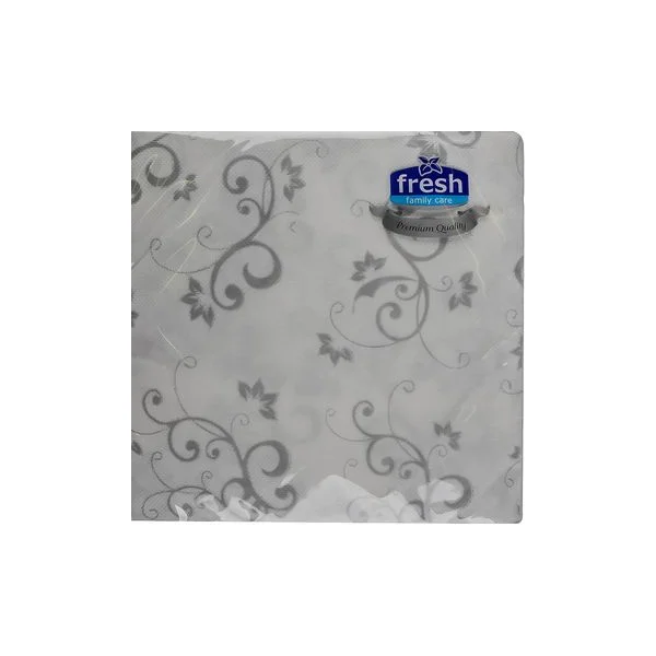 Salveta bela-srebrna 25/1 38x38 dekor premium Fresh