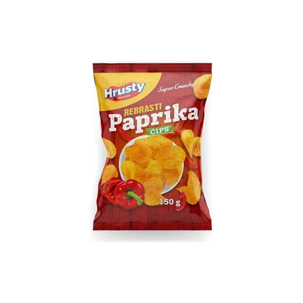 Čips paprika rebrasti 150g Hrusty