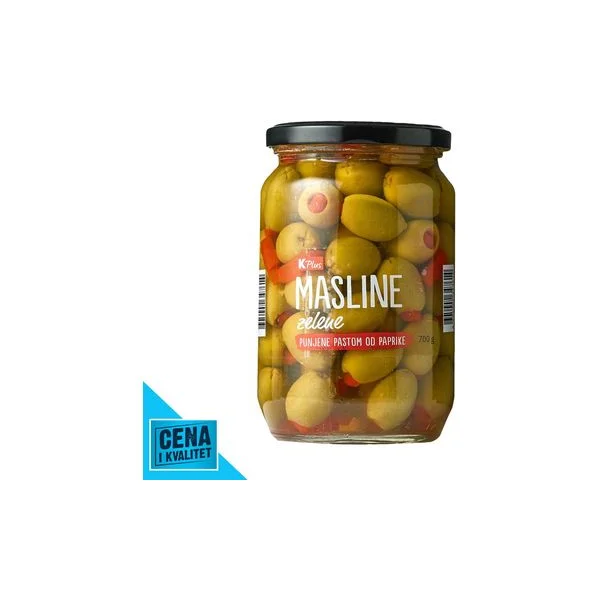 Masline zelene paprika 700g K Plus