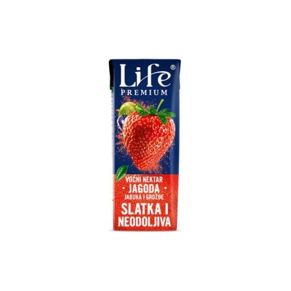 Sok Life jagoda,jabuka i grožđe 0.2l staklo nectar