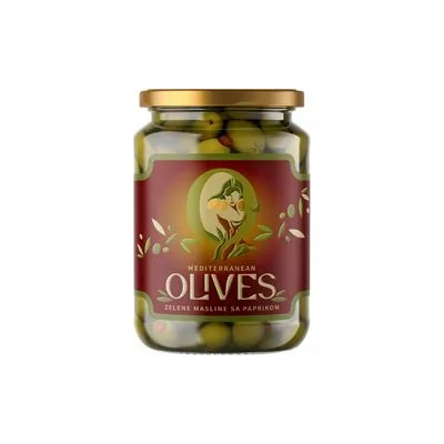 Masline zelene sa paprikom 720gr Mediteranean fo