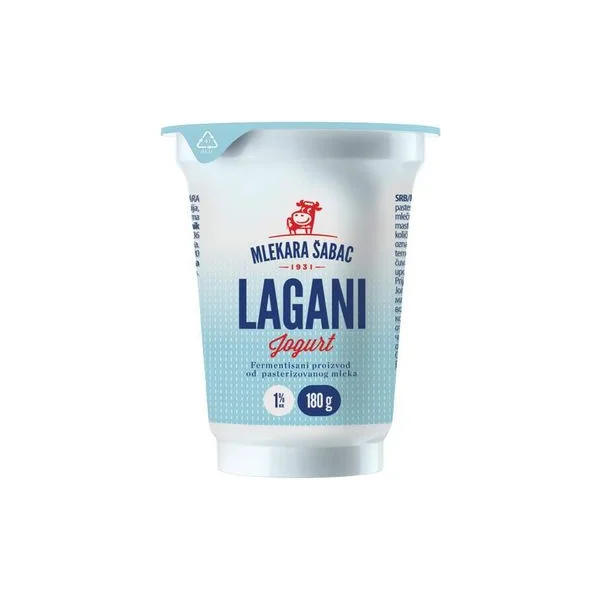 Šabački lagani jogurt 1% 180g
