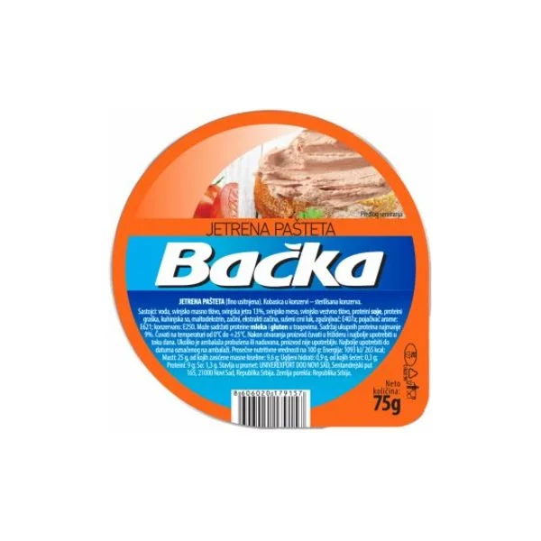Pašteta jetrena Bačka 75g