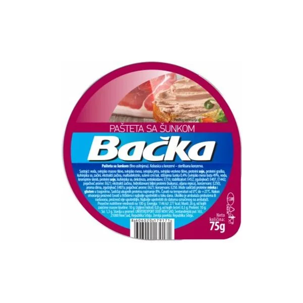 Pašteta sa šunkom Bačka 75g