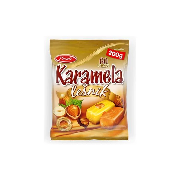 Karamela lešnik 200g Pionir