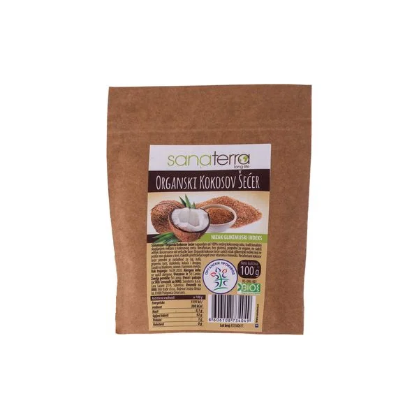 Šećer kokosov organski 100gr Sanaterra